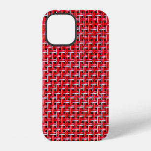 Coque iPhone 12 Tressé rouge sans couture de bambou osier rotin