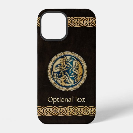 Coque iPhone 12 Triade du loup celtique à entrelacs (Verso)