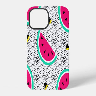 Coque iPhone 12 Triangles de pastèque : texture rétro d'été.