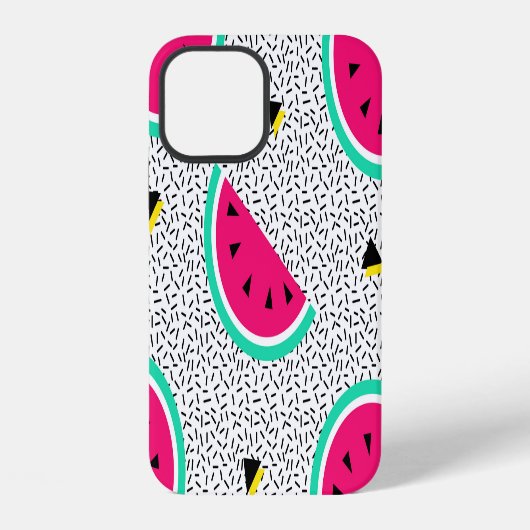 Coque iPhone 12 Triangles de pastèque : texture rétro d'été. (Verso)