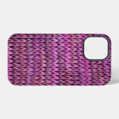 Coque iPhone 12 Tricot Harmonie : Texture Rayure Violette (Verso Horizontal)