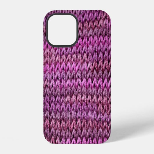 Coque iPhone 12 Tricot Harmonie : Texture Rayure Violette (Verso)