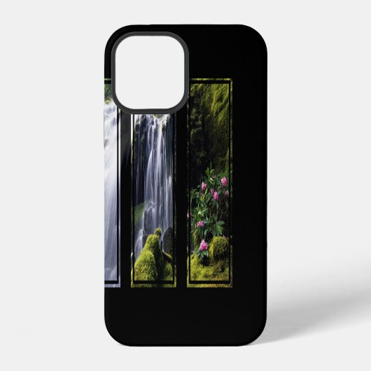 Coque iPhone 12 Triptyque numérique de cascade de jungle (Verso)