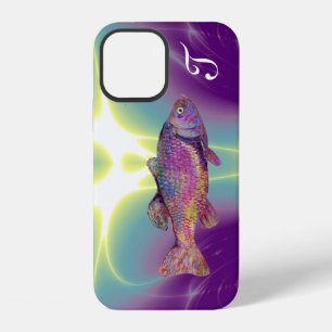 Coque iPhone 12 Truite arc-en-ciel colorée Monogramme