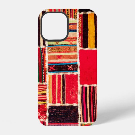 Coque iPhone 12 Turkish carpet patchwork handmade. Patchwork patte (Verso)
