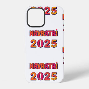 Coque iPhone 12 Typographie colorée « NAVRATRI 2025 » de célébrati