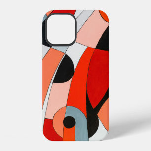 Coque iPhone 12 Un tableau abstrait de noir, blanc et re
