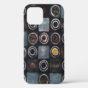 Coque iPhone 12 Un tableau abstrait ; une grille de cercles estamp