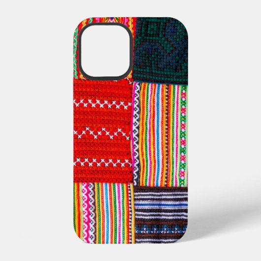 Coque iPhone 12 une courtepointe patchwork de style asiatique mult (Verso)