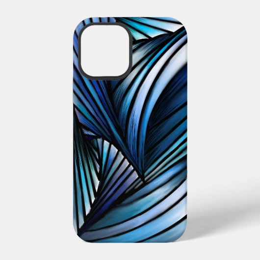 Coque iPhone 12 Vague bleu abstrait (Verso)