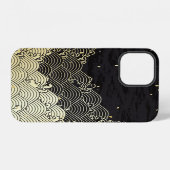 Coque iPhone 12 Vague dorée, texture papier. (Verso Horizontal)
