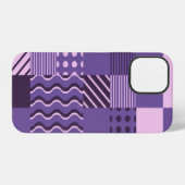 Coque iPhone 12 Vagues Points Gris : Moderne Sans Fil. (Verso Horizontal)