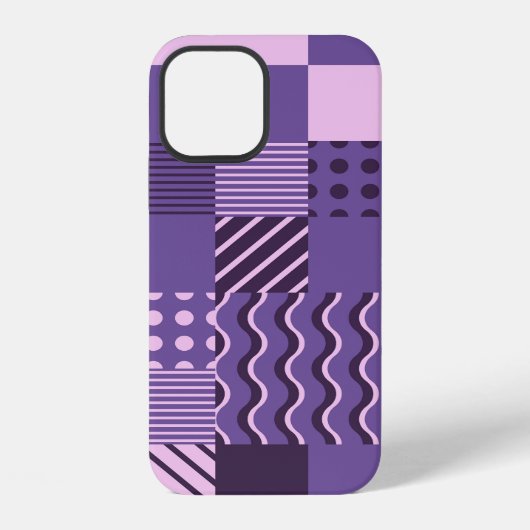 Coque iPhone 12 Vagues Points Gris : Moderne Sans Fil. (Verso)