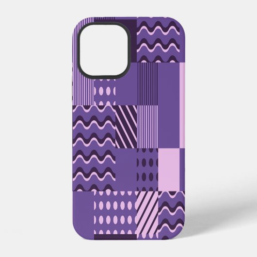 Coque iPhone 12 Vagues Rayures Points : Moderne sans couture. (Verso)
