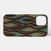 Coque iPhone 12 Vagues sculptées : texture bronze cuivre (Verso Horizontal)