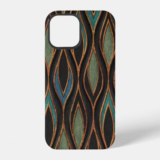 Coque iPhone 12 Vagues sculptées : texture bronze cuivre (Verso)