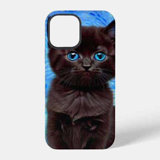 Coque iPhone 12 Van Gogh Starry Night Black Cat (Verso)