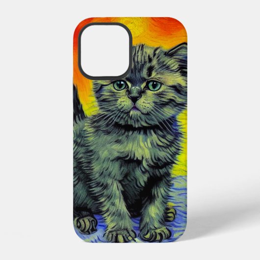 Coque iPhone 12 Van Gogh Style Chat Sunset Beach (Verso)