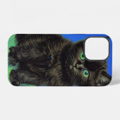 Coque iPhone 12 Van Gogh Style Kitten noir (Verso Horizontal)