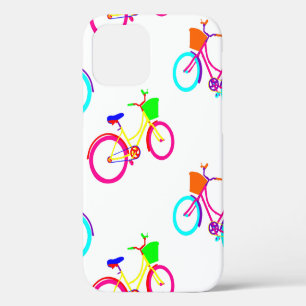 Coque iPhone 12 vélo arc-en-ciel blanc coloré