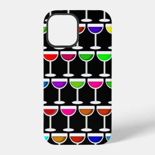Coque iPhone 12 verres à vin cocktails noirs