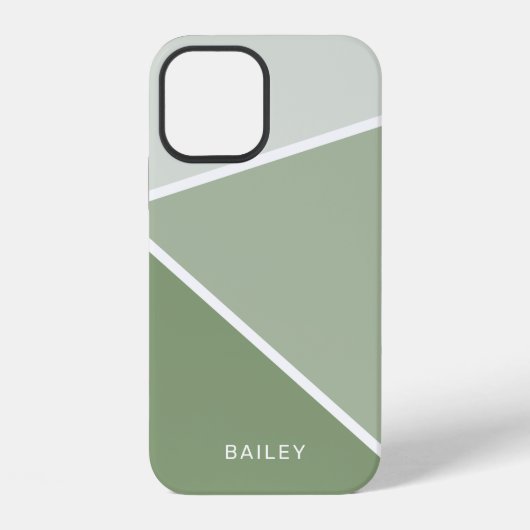 Coque iPhone 12 Vert Sauge Géométrique (Verso)