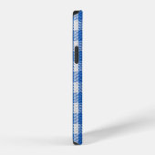Coque iPhone 12 Vêtements de salle à manger rayés bleu et blanc. (Côté droit)