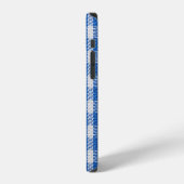 Coque iPhone 12 Vêtements de salle à manger rayés bleu et blanc. (Côté gauche)