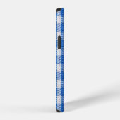 Coque iPhone 12 Vêtements de salle à manger rayés bleu et blanc. (Côté droit)