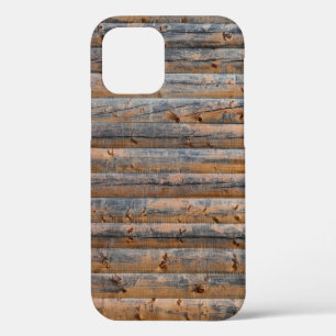 Coque iPhone 12 Vieux mur de planches de bois avec des fissures. P
