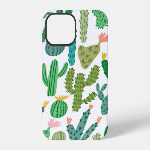 Coque iPhone 12 vintage cactus mignon main dessiné sans couture mo