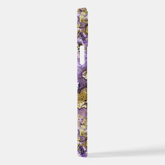 Coque iPhone 12 Violet violet rose or minéraux Agir Motif d'art (Côté droit)