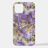 Coque iPhone 12 Violet violet rose or minéraux Agir Motif d'art (Verso)