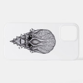 Coque iPhone 12 Visage Alien, Reconstruction faciale du crâne afri (Verso Horizontal)