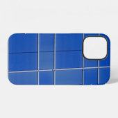 Coque iPhone 12 Vitraux bleus et blancs (Verso Horizontal)