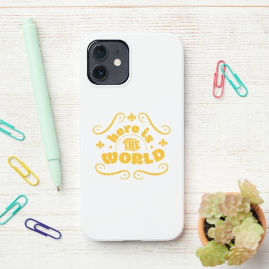 Coque iPhone 12 Voici le monde (Sur le bureau)