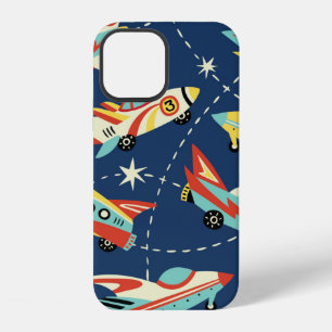 Coque iPhone 12 Voitures spatiales vintage motif vintage sans cout