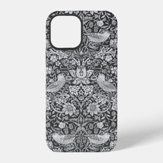 Coque iPhone 12 Voleur de fraises gris, William Morris (Verso)