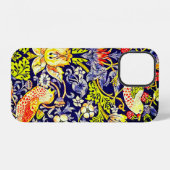 Coque iPhone 12 Voleur de fraises Oiseaux William Morris (Verso Horizontal)