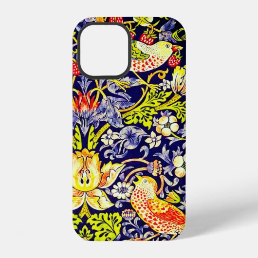 Coque iPhone 12 Voleur de fraises Oiseaux William Morris (Verso)