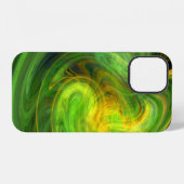 Coque iPhone 12 VORTEX LÉGER / Abstrait vert jaune vif (Verso Horizontal)