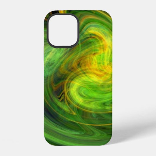Coque iPhone 12 VORTEX LÉGER / Abstrait vert jaune vif (Verso)