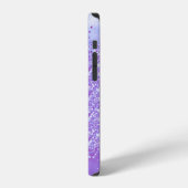 Coque iPhone 12 Vos Initiales Paillettes Violet (Côté gauche)