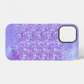 Coque iPhone 12 Vos Initiales Paillettes Violet (Verso Horizontal)