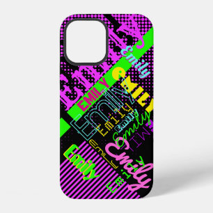 Coque iPhone 12 Votre nom Couleur amusante Rétro inspiré des ann