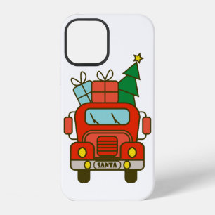 Coque iPhone 12 Vue avant du camion de Santa Joyeux Noël