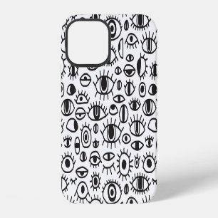 Coque iPhone 12 Yeux dessinés à la main : fond transparent doodle.