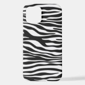 Coque iPhone 12 Zebra Print, Zebra Stripes, Noir Et Blanc (Verso)