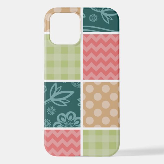 Coque iPhone 12 Zigzag, Chevron, En vichy, Pois, Patchwork (Verso)