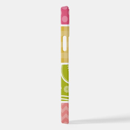 Coque iPhone 12 Zigzag, Chevron, Pois, En vichy, Patchwork (Côté droit)